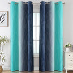 Estelar Textiler Navy Blue and Teal Ombre Blackout Curtains - Image 2