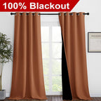 NICETOWN Burnt Orange Blackout Curtains 90 inches Long, Full Light Blocking - Image 2