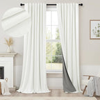 Extra Long Ivory Curtains for Living Room Blackout 108 Inch Sound Proof Wide by Pitalk