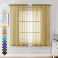OVZME Gold Sheer Curtains 63 Inches Long 2 Panels by OVZME