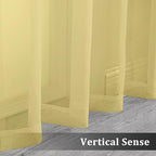OVZME Mustard Yellow Sheer Curtains 63 Inches Length 2 Panels Rod Pocket Light - Image 5