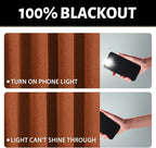 Yakamok Burnt Orange Linen Curtains 100% Blackout 63 Inches Long, Room - Image 2