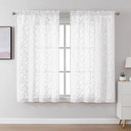 Lecloud Leia White Sheer Curtains 54 Inch Length 2 Panels, Voile Light by Lecloud
