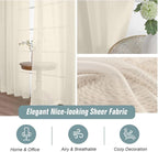 Cream Window Sheer Curtains 54 inch Length, Soft Airy Light Filtering Sheer - Image 4