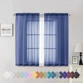 Lecloud Royal Blue Sheer Curtains 54 Inch Length 2 Panels, Voile Light by Lecloud