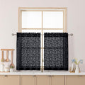 Chyhomenyc Black Sheer Curtains 30 Inch Length, Light Filtering Leaf Tufted by Chyhomenyc