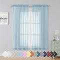 Simplebrand Sky Blue Sheer Curtains 63 Inch Length 2 Panels, Rod Pocket Solid by Simplebrand