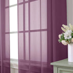 Aiyufeng Plum Purple Sheer Curtains 84 Inches Long 2 Panels, Solid Voile Top - Image 2