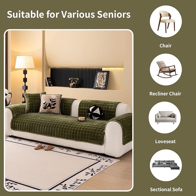 Velvet Couch Cover, Washable Sectional Sofa Cover, Anti Slip Sofa Slipcover - Image 5
