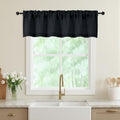 Black Valances for Windows, Light Filtering Faux Linen Textured Small Short by WelvetBLK