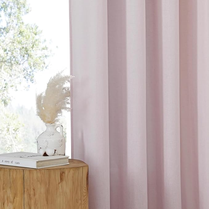 NICETOWN Blush Pink Linen Curtains - Image 5