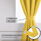 Deconovo Yellow Curtains, Modern Blackout Drapes, Thermal Insulated Soundoroof - Image 3