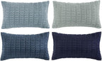 Fancy Homi Set of 4 Blue Lumbar Rectangle Decorative Throw Pillow Covers 16x24 - Image 6