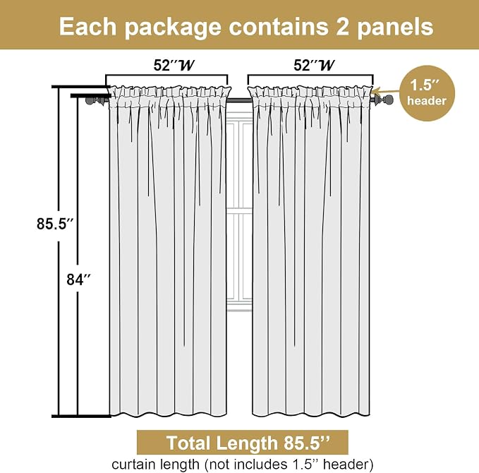 Lecloud Leia Sage Green Sheer Curtains 84 Inches Long 2 Panels, Airy Voile - Image 2