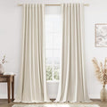 Guken 100% Blackout Linen Curtains 98 Inch Wide by 52 Inch 2 Panels Set by Guken