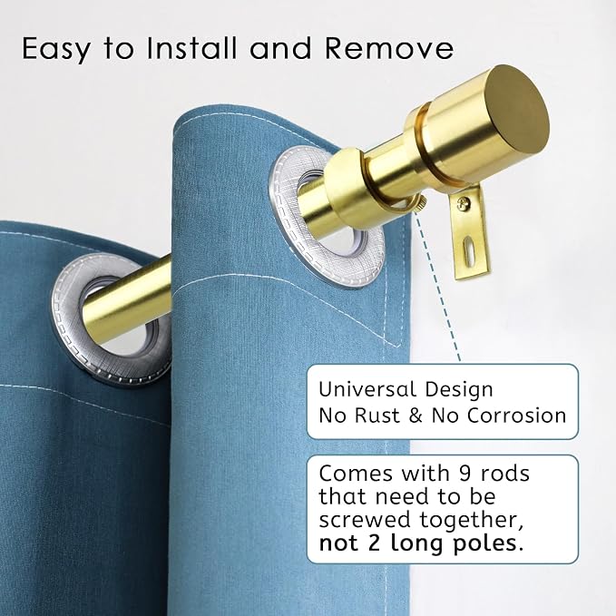 Byondeth Curtain Rods for Windows 16 to 144 Inches Adjustable Length 1 Inch - Image 2