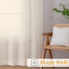 Gwine Cream Sheer Kitchen Curtains 36 Inch Length, Light Filtering Voile Soft - Image 6