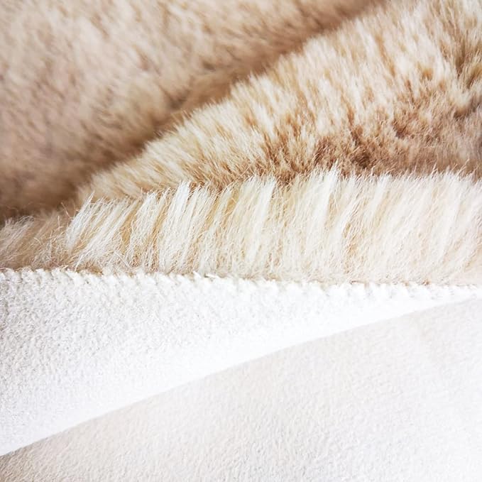 Ghouse Soft Faux Sheepskin Fur Rug 2x4 Light Brown Beige Fluffy Bedside Rugs - Image 5