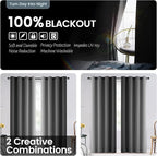 SimpleHome Grey and Greyish White Blackout Curtains - Image 2
