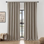 Joydeco Faux Linen Curtains 84 Inch Length 2 Panels Set, Light Filtering by JOYDECO