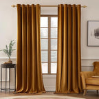 MIULEE Velvet Curtains Golden Brown Elegant Grommet Thermal Insulated by MIULEE