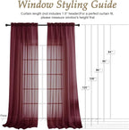 OVZME Burgundy Bedroom Curtains 2 Panel Sets 90 Inch Length, 59 Inch Extra Wide - Image 2