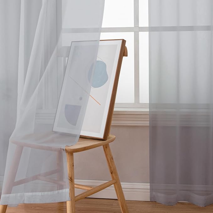 Chyhomenyc Light Grey Sheer Curtains 96 inches Long 2 Panels, Light Filtering - Image 8