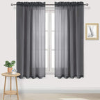 DWCN Dark Grey Sheer Curtains Semi Transparent Voile Rod Pocket Curtains by DWCN