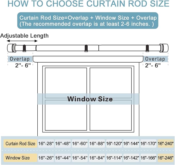 Byondeth Curtain Rods for Windows 16 to 240 Inches Adjustable Length 1 Inch - Image 4