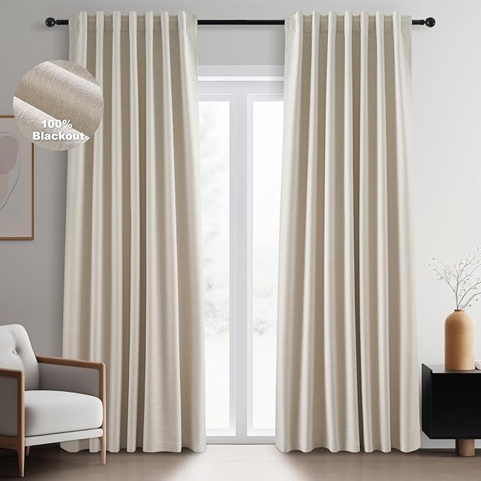 Topfinel Beige 90 Inch Thermal Blackout Curtains by Topfinel