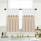 Boho Kitchen Curtains 36 Inch Length, Farmhouse Cotton Linen Tier Curtains - Image 2