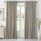 Topfinel 90 Inches Linen Curtains 100% Blackout Curtain by Topfinel
