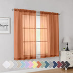 Simplebrand Orange Short Sheer Curtains 45 Inch Length by Simplebrand