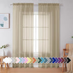 Simplebrand Taupe Sheer Curtains 90 Inches Long 2 Panels, Light Filtering Rod by Simplebrand