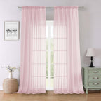 Lecloud Blush Pink Sheer Curtains 96 Inches Long 2 Panels Set, Modern Farmhouse by Lecloud