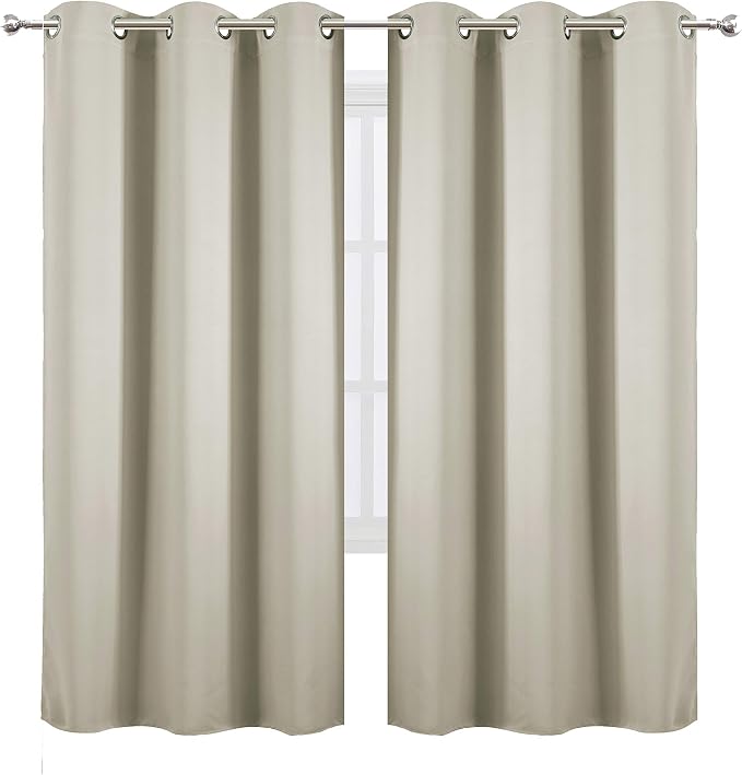 LEMOMO Light Beige Thermal Blackout Curtains/42 x 72 Inch/Set of 2 Panels Room - Image 2