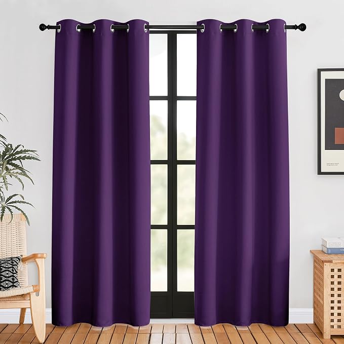 NICETOWN Blackout Curtains for Bedroom, Royal Purple, 42 W by 80 L, Thermal by NICETOWN