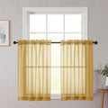 Chyhomenyc Gold Sheer Curtains 36 inch Length 2 Panels Set, Light Filtering by Chyhomenyc