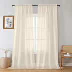 Gwine Cream Sheer Curtains 96 Inches Long 2 Panels, Elegant Window Treatments by Gwine
