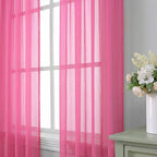 Aiyufeng Hot Pink Sheer Curtains 63 Inch Length 2 Panels Set - Image 4