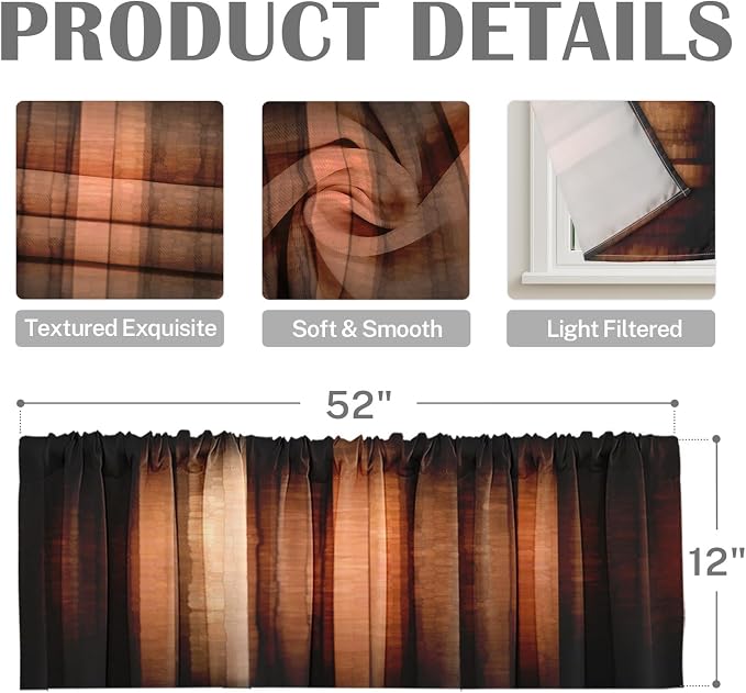 Emvency 2 Pack Valances Window Treatments, 52x12 Inch Rod Pocket Valances - Image 3