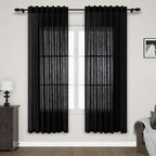 Nanspring Black Semi Sheer Linen Curtains 78 inch Length by Nanspring