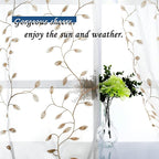 MRTREES Sheer Curtain Valances 2 Panels, Leaves Embroidered Voile Valance - Image 4
