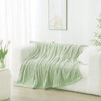 Cream Green Fleece Throw Blanket 50”×60” - Image 3