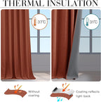 RYB HOME 100% Blackout Linen Textured Curtains 90 inches Long, Insulating - Image 4