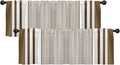 Emvency 2 Pack Valances Window Treatments, Striped Brown Minimalist Neutral by Emvency
