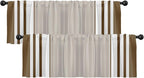 Emvency 2 Pack Valances Window Treatments, Striped Brown Minimalist Neutral by Emvency