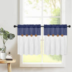 FRAMICS Boho Kitchen Curtains 24 Inch Length, Farmhouse Cotton Linen Tier - Image 2