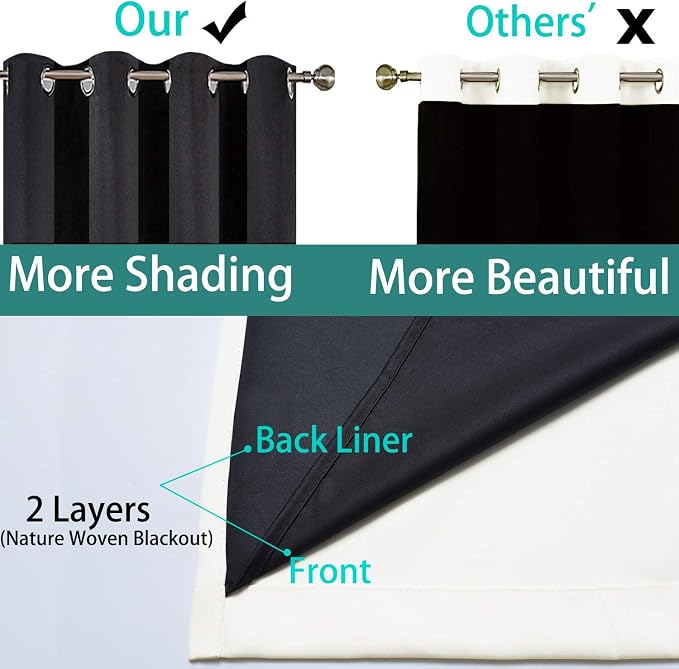 Yakamok Extra Wide 100% Blackout Full Shading Curtains - Image 5