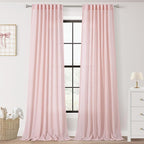 Light Pink Linen Back Tab Curtains 102 Inches Long by Jolilight